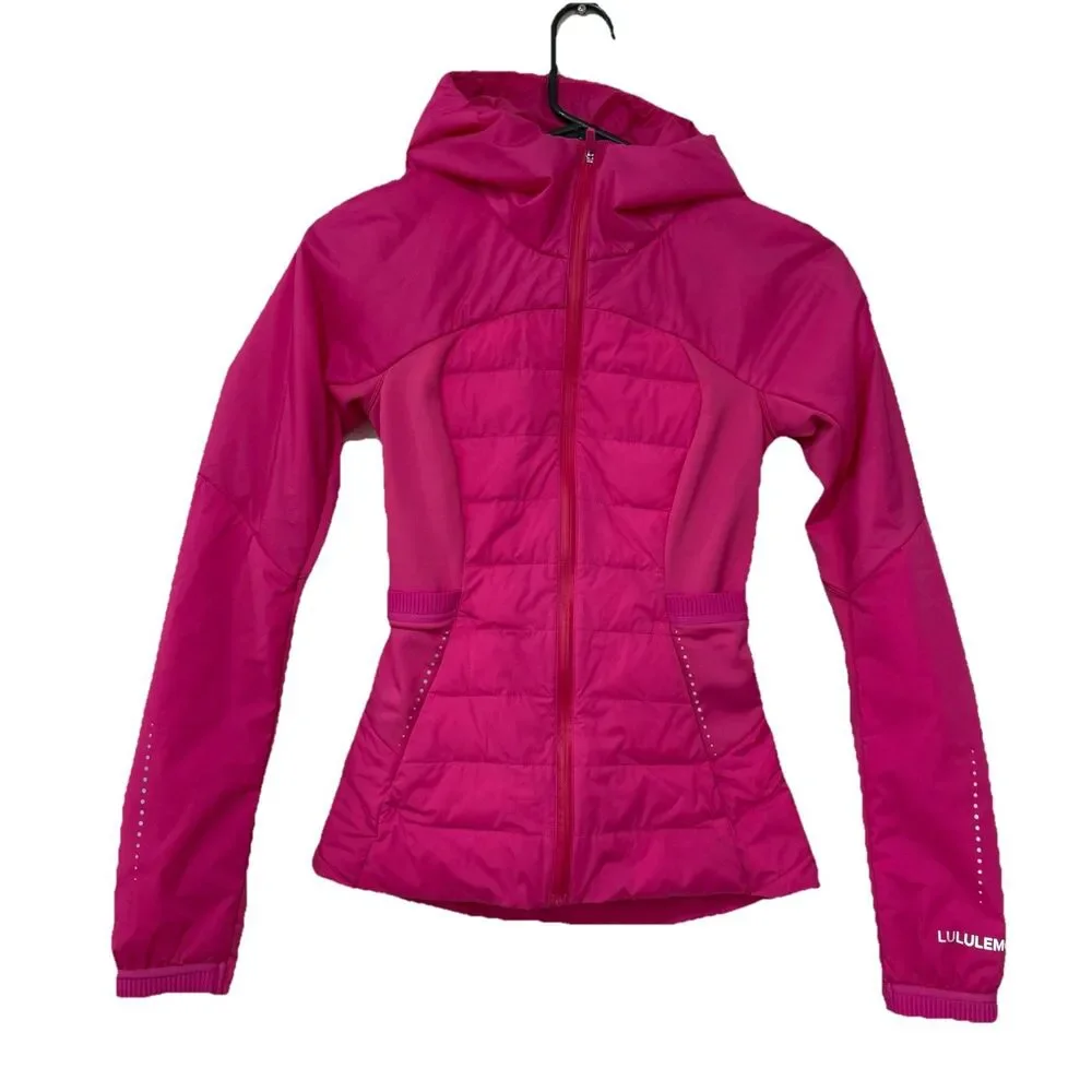 Lululemon Women’s Down For It All Jacket Sonic Pink Hooded Full Zip Puffer 0